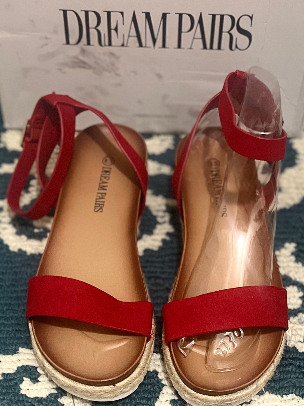 Dream Pairs Red Espadrille Ankle-Strap Sandals